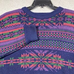 VTG Exchange Unlimited Sweater Mens Large Fair Isle Snowflakes Bill‎ Cosby Ski